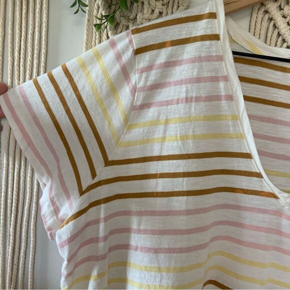 MADEWELL Women’s Organic Cotton Blend Striped V-Neck Tee Size 3X - Picture 5 of 10